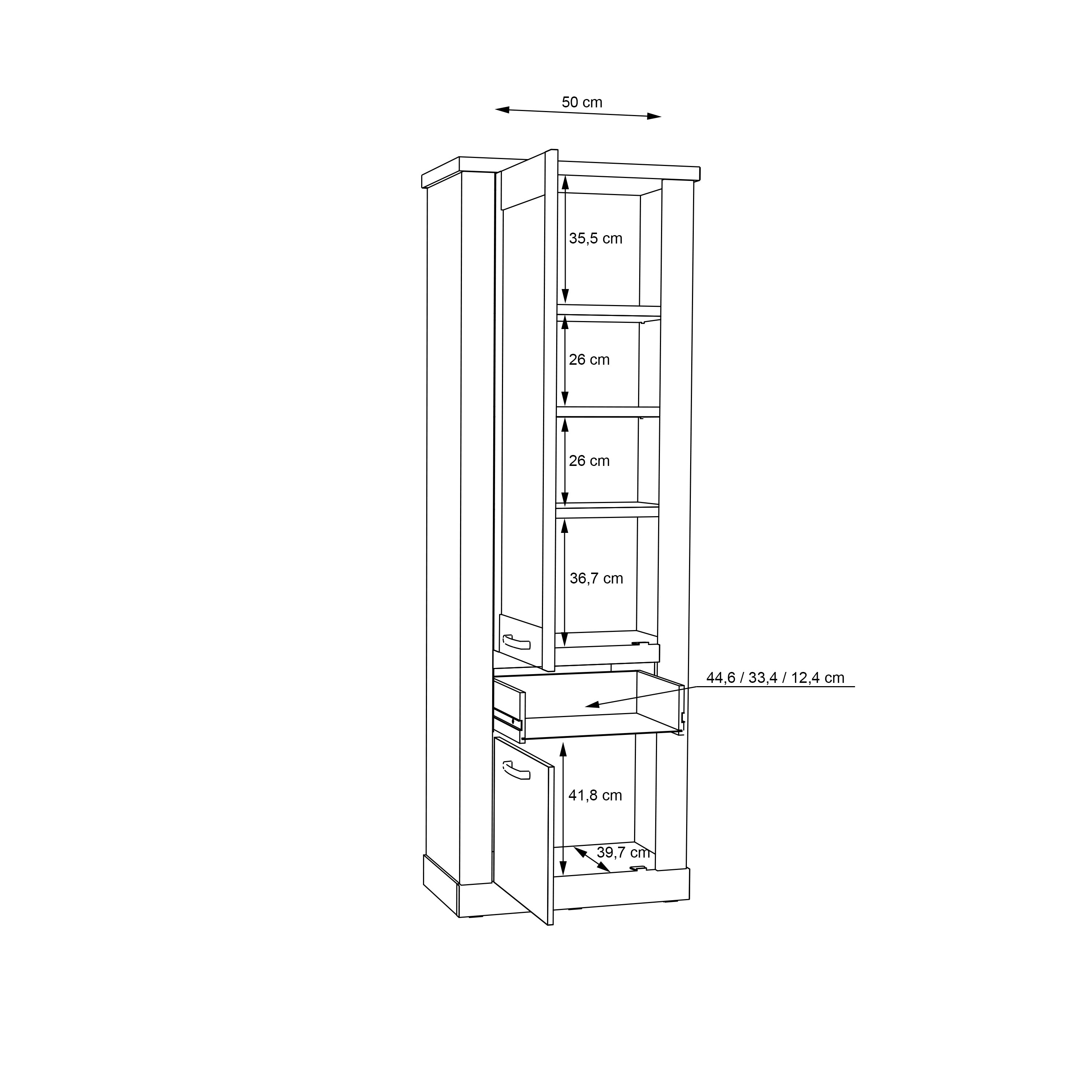 Corona Narrow Display Cabinet in Artisan Oak
