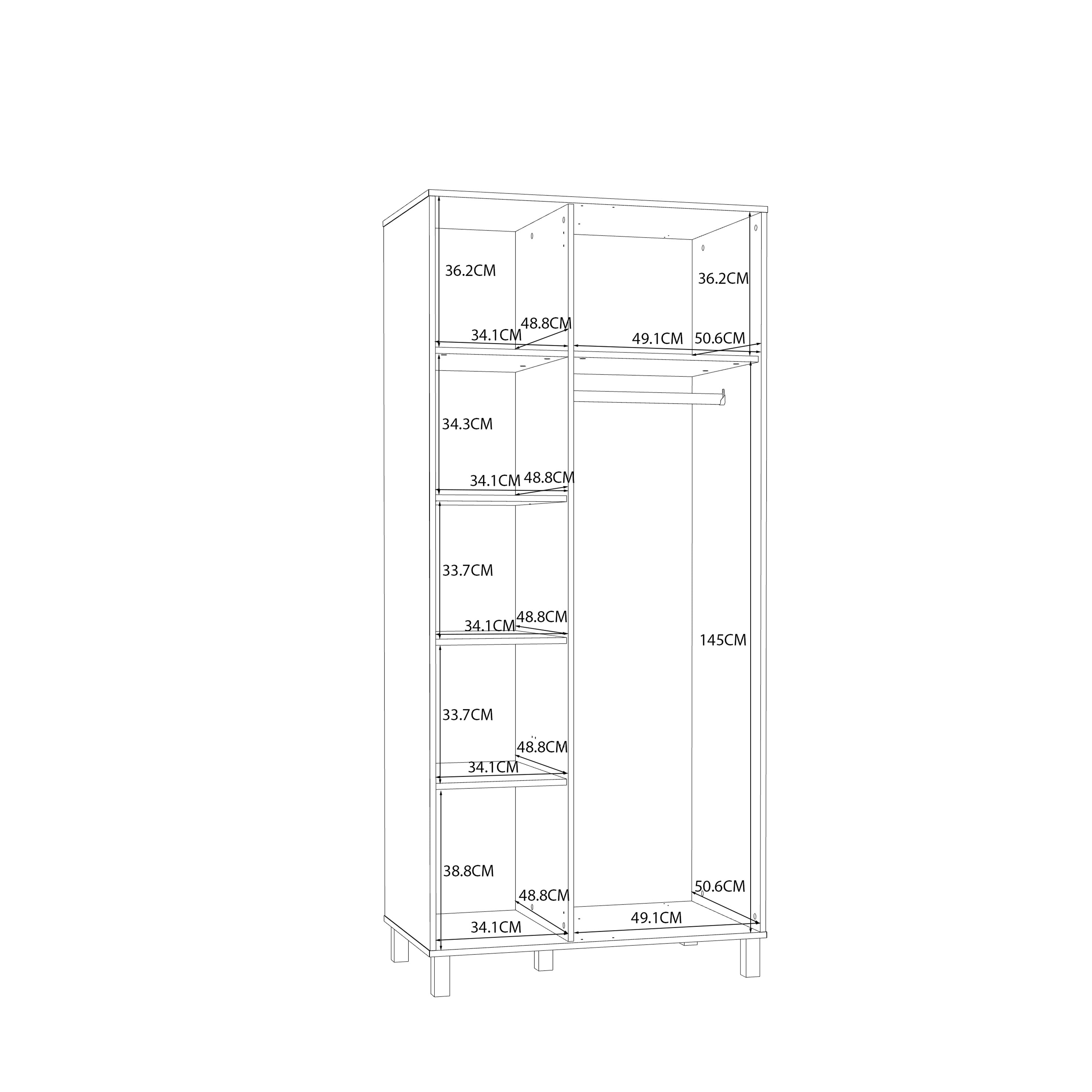 Grafton 2 Door Wardrobe In Cream and Oak