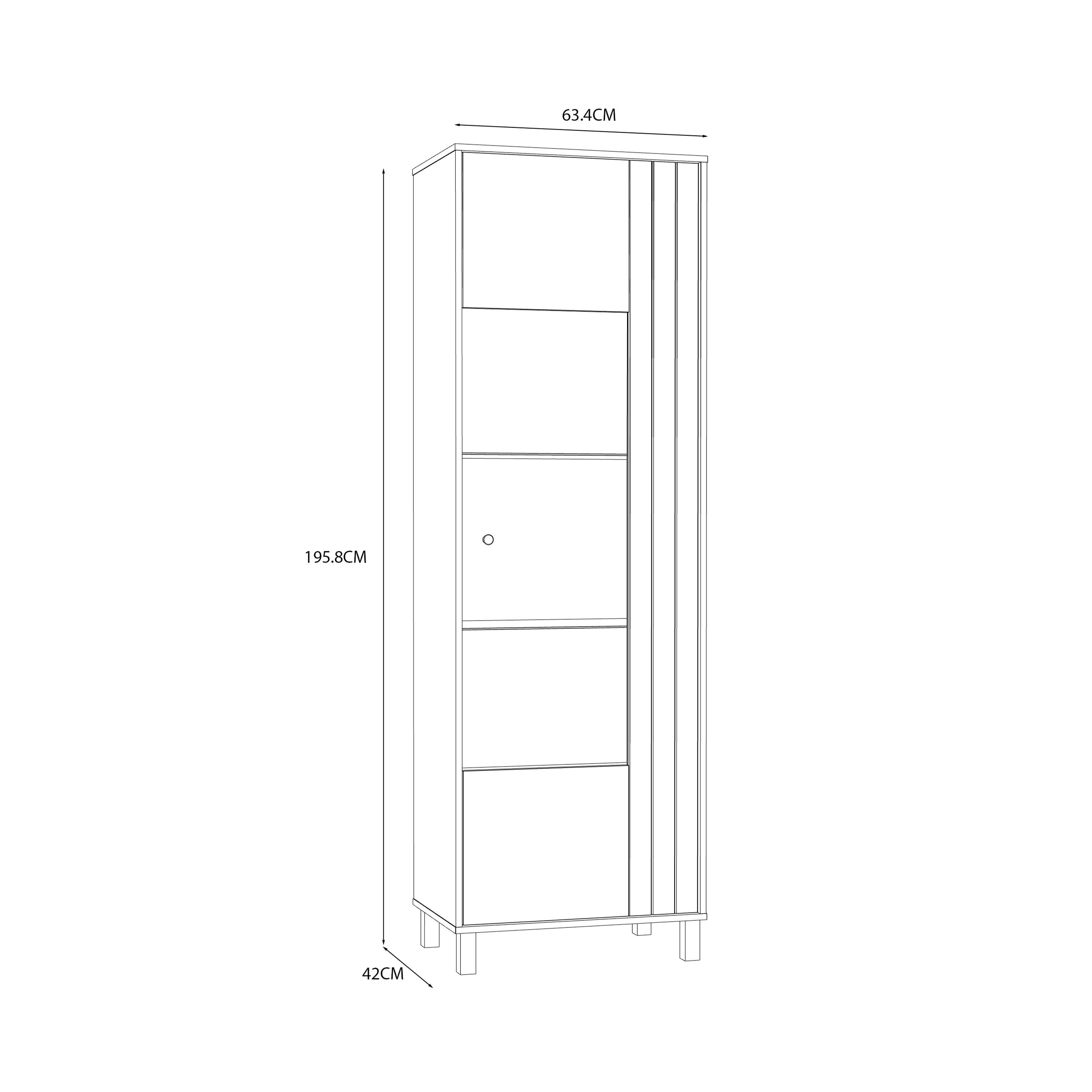 Grafton Glass Door Display Cabinet in Cream and Oak