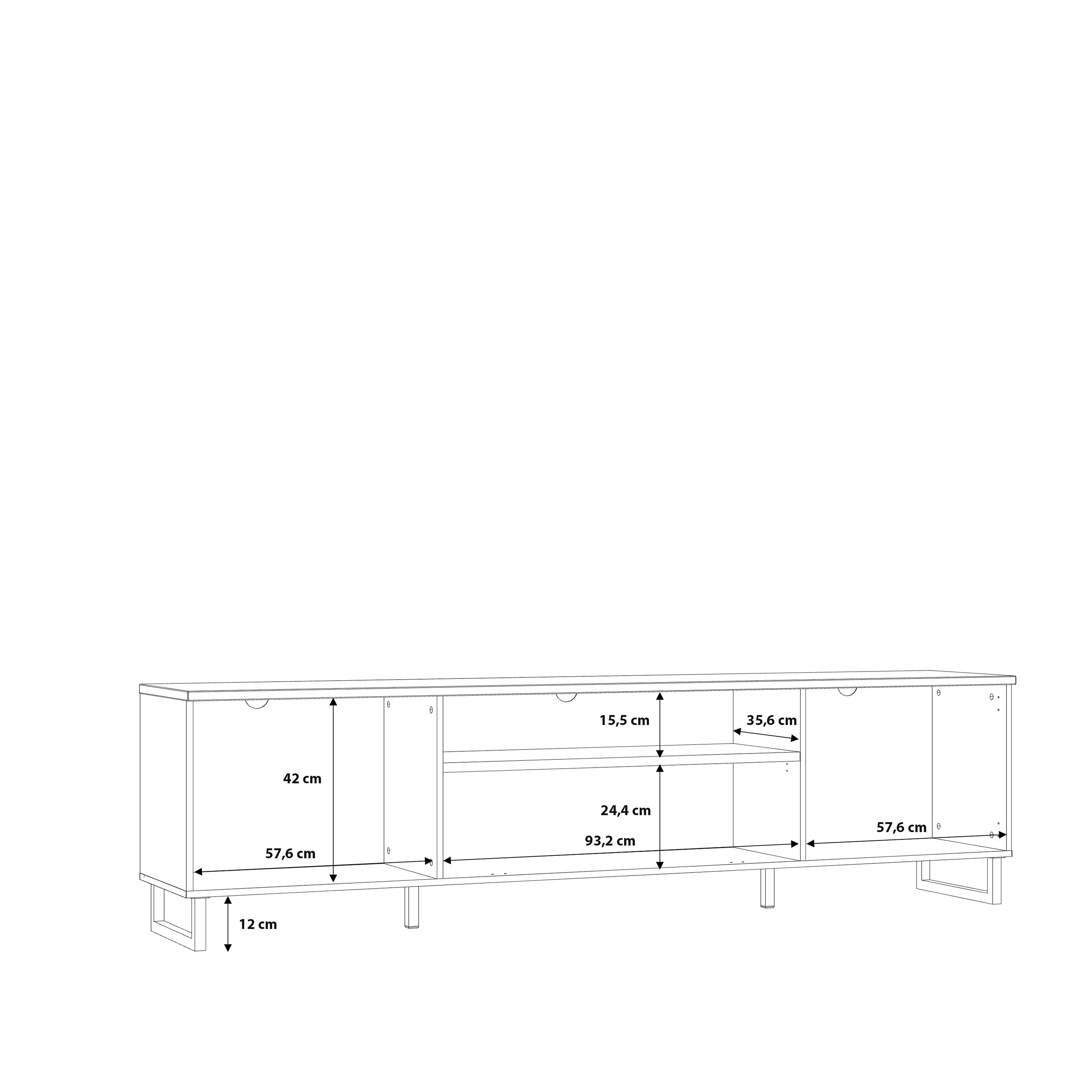 Klara TV Unit with 2 Drawers 1 Flip Door in Grey and Oak