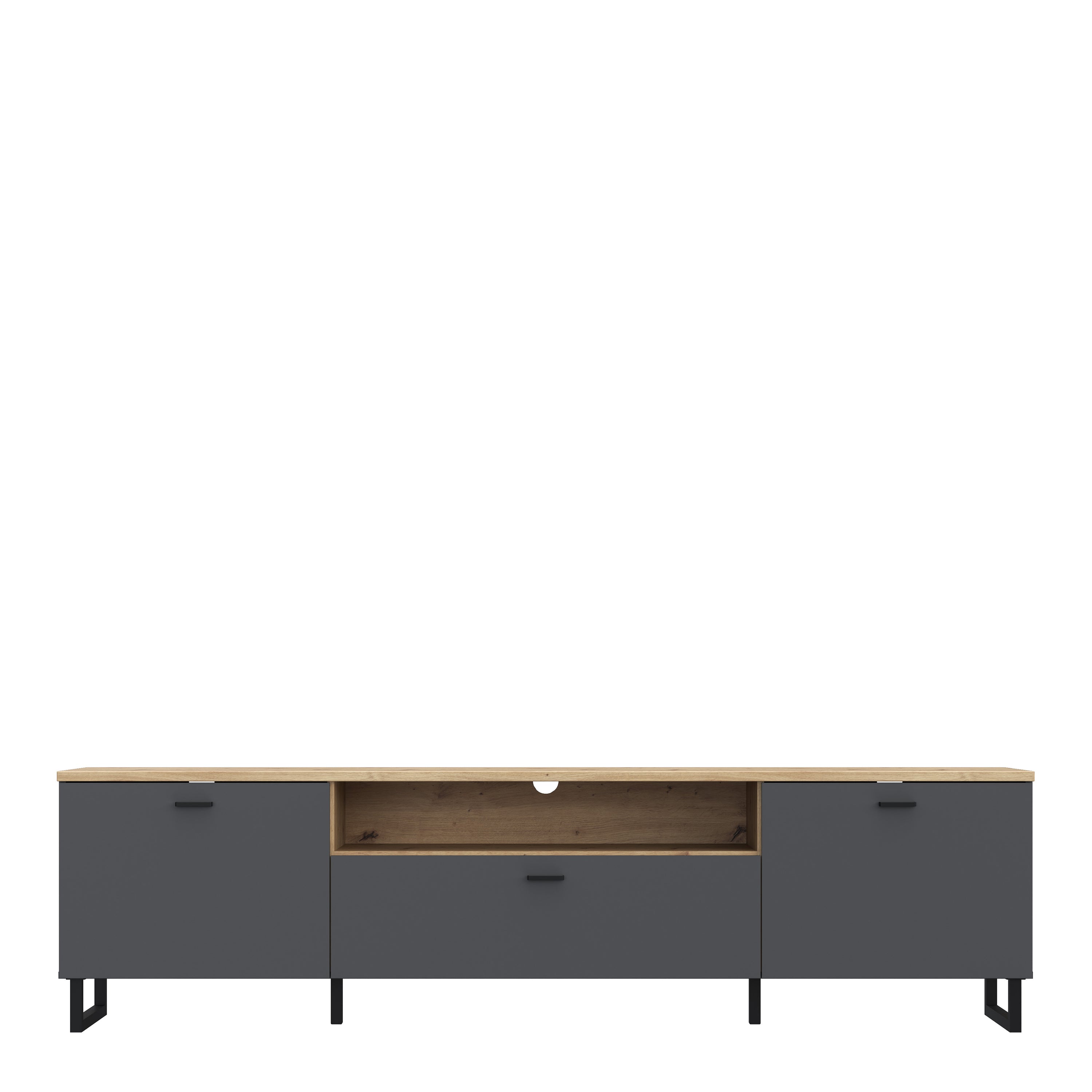 Klara TV Unit with 2 Drawers 1 Flip Door in Grey and Oak