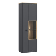 Klara Display Cabinet with 1 Door  and 1 Glass Door in Grey and Oak inc LED Lighting