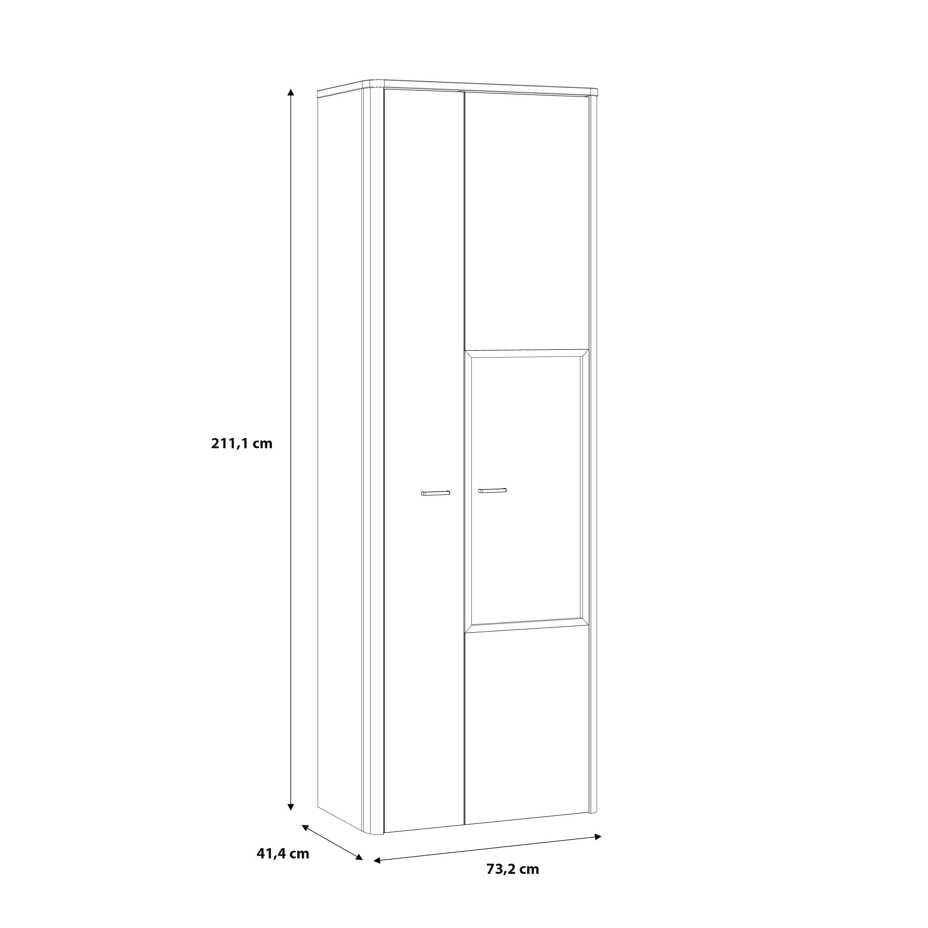Klara Display Cabinet with 1 Door  and 1 Glass Door in Grey and Oak