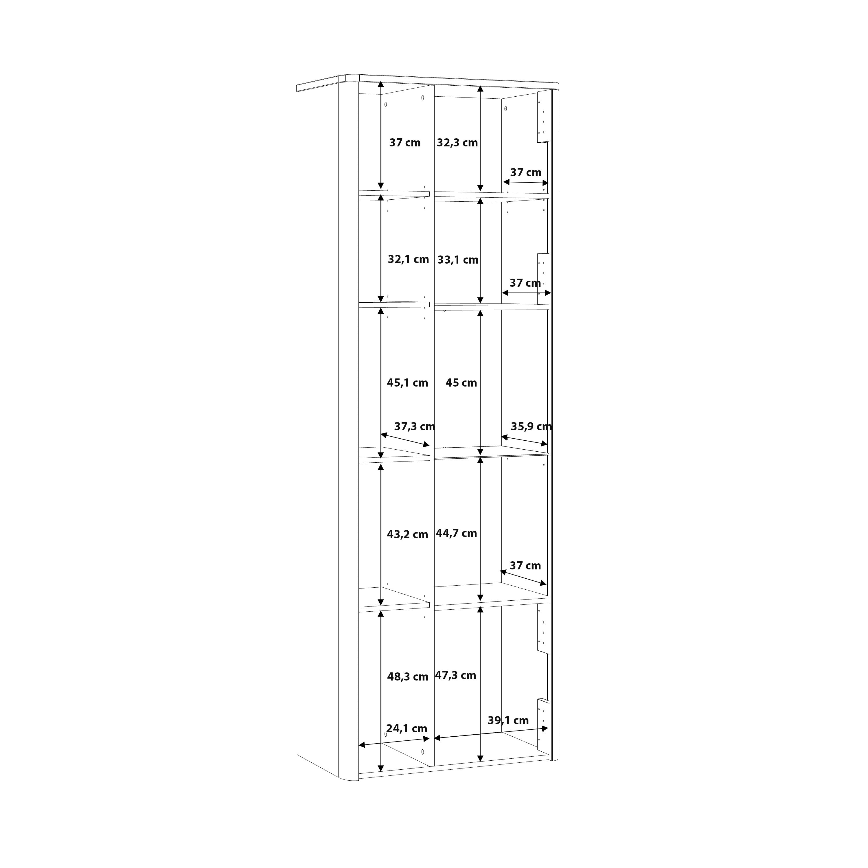 Klara Display Cabinet with 1 Door  and 1 Glass Door in Grey and Oak
