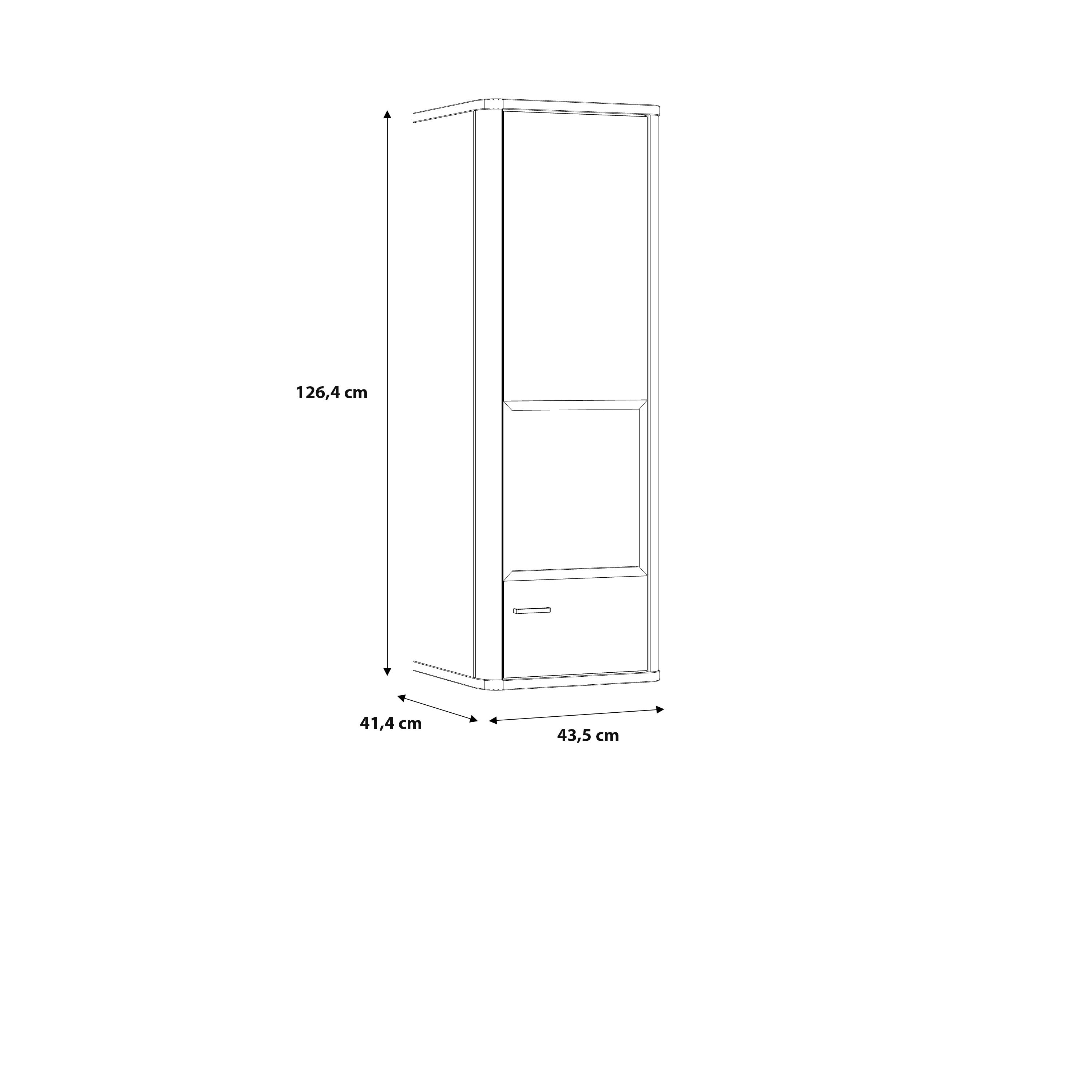 Klara Display Cabinet with 1 Glass Door in Grey and Oak