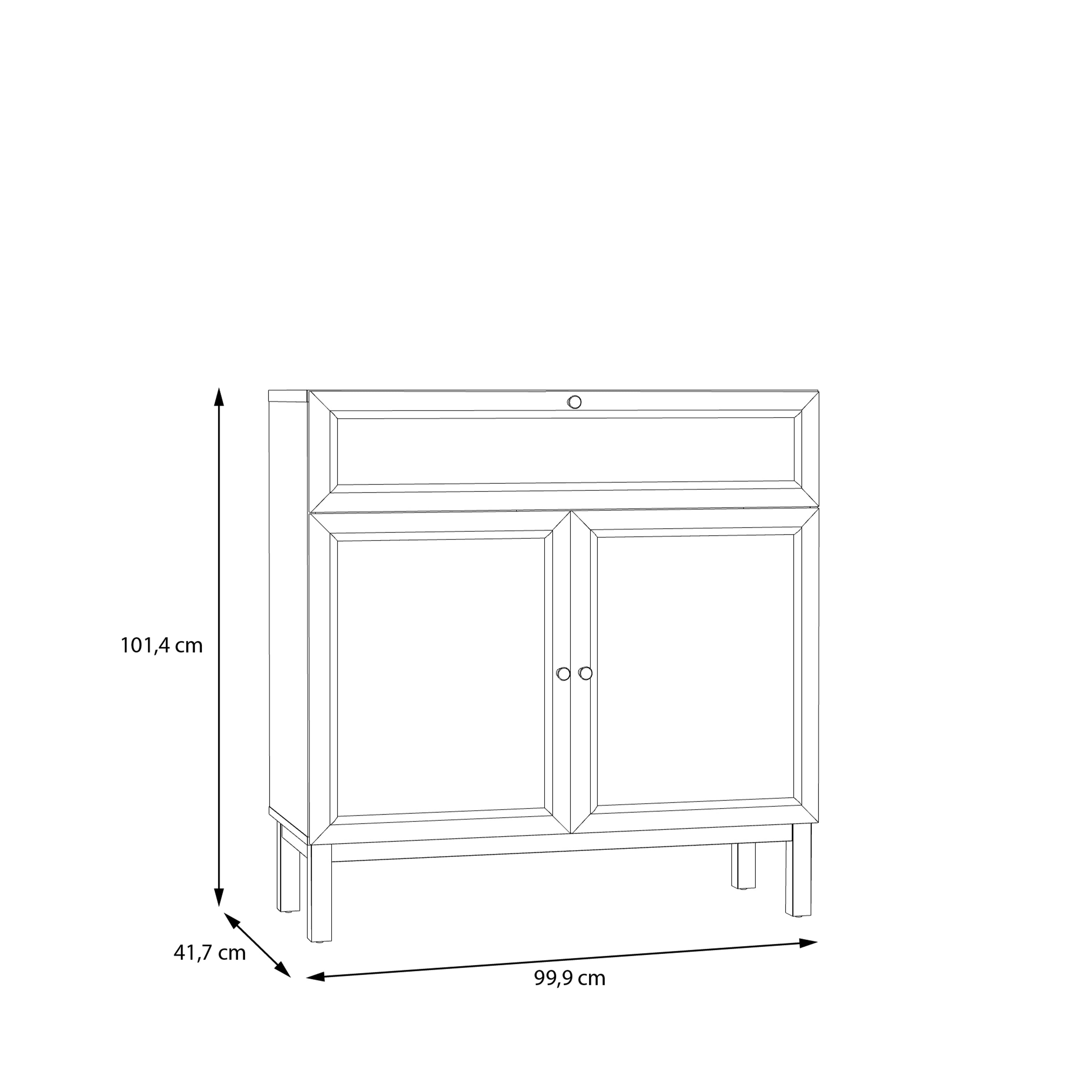 Wensley 2 Door 1 Drawer Console in Light Grey and Oak