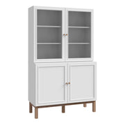 Wensley Display Cabinet with 2 Doors and 2 Glass Doors in Light Grey and Oak
