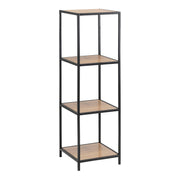 Seaford Narrow Black Metal Bookcase with 3 Oak Shelves