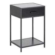 Seaford Bedside Table with 1 Drawer in Black