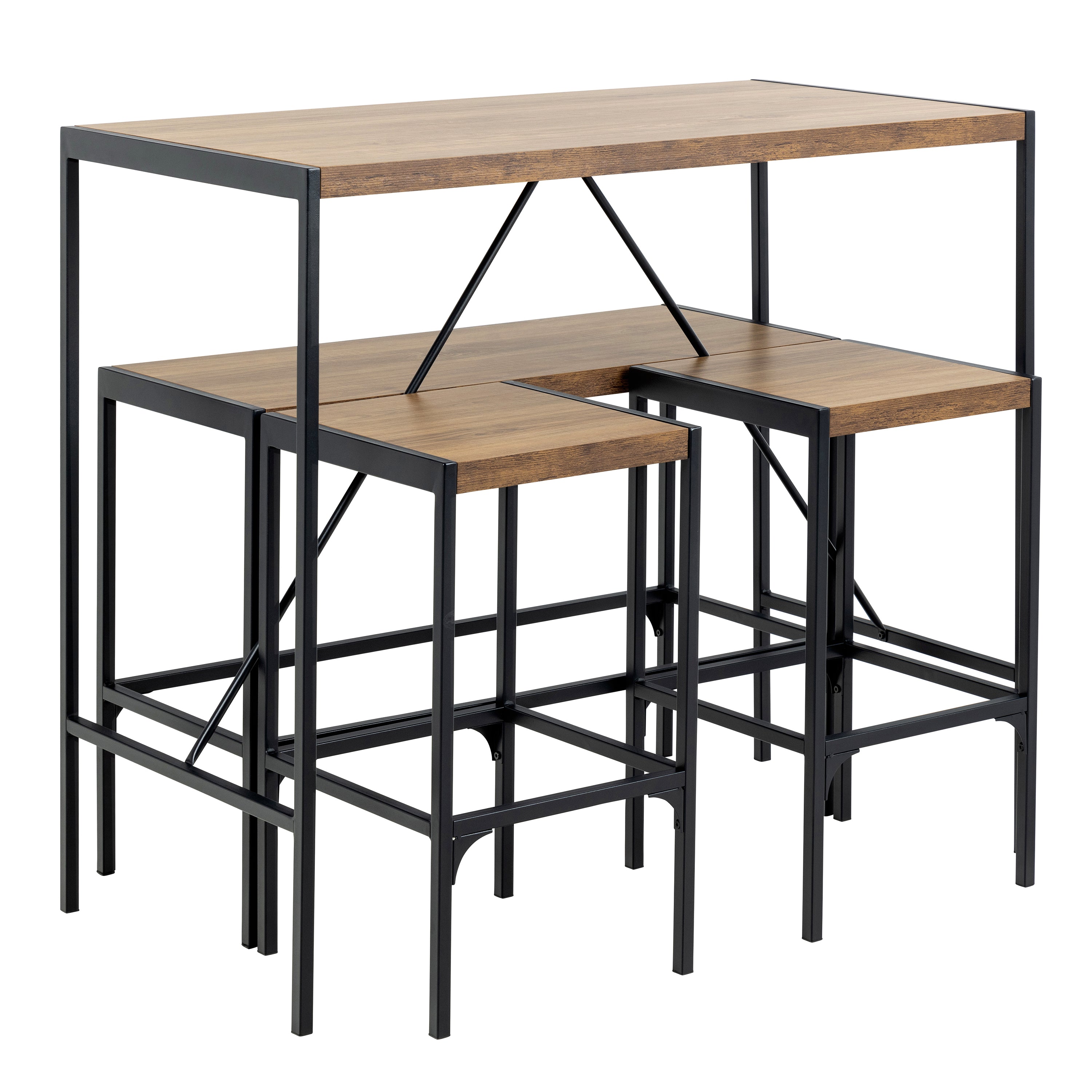 Bahamas Bar Table Set in Black and Oak