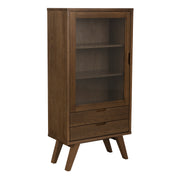 A-Line Display Cabinet with 2 Drawers and 2 Shelves in Smoked Oak