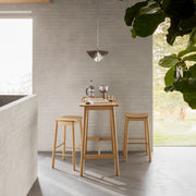 Barlow Bar Table in Matt Oak Included 2 Barlow Bar Stool Without Back in Matt Oak