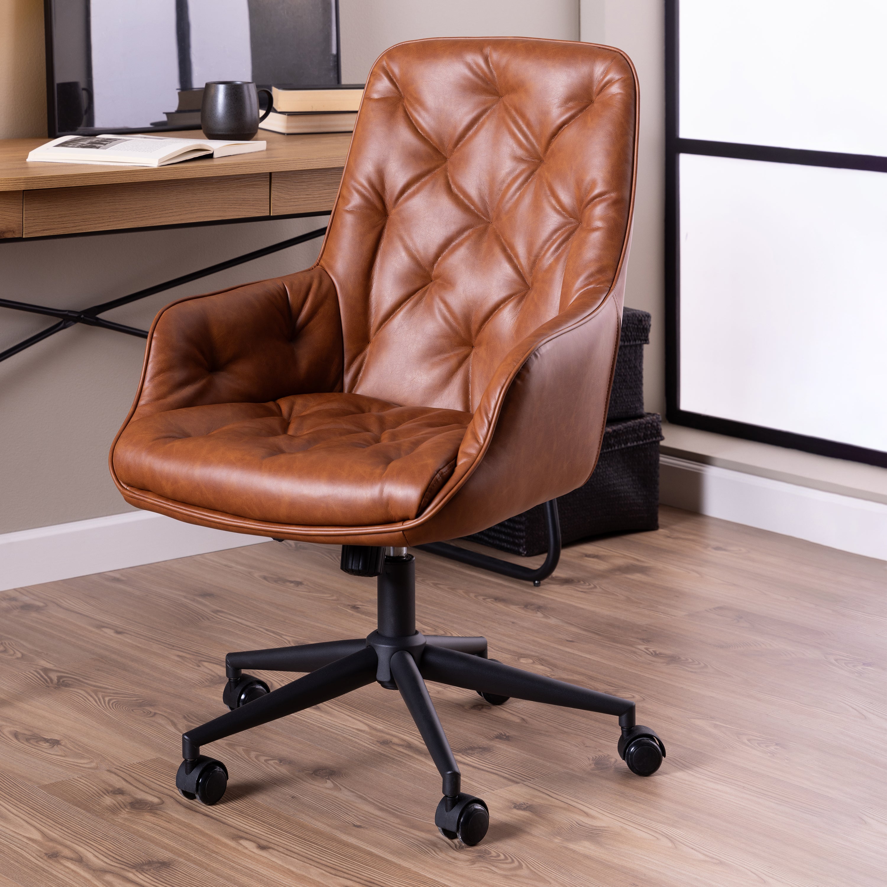 Erik Gas Lift Desk Chair in Brandy PU