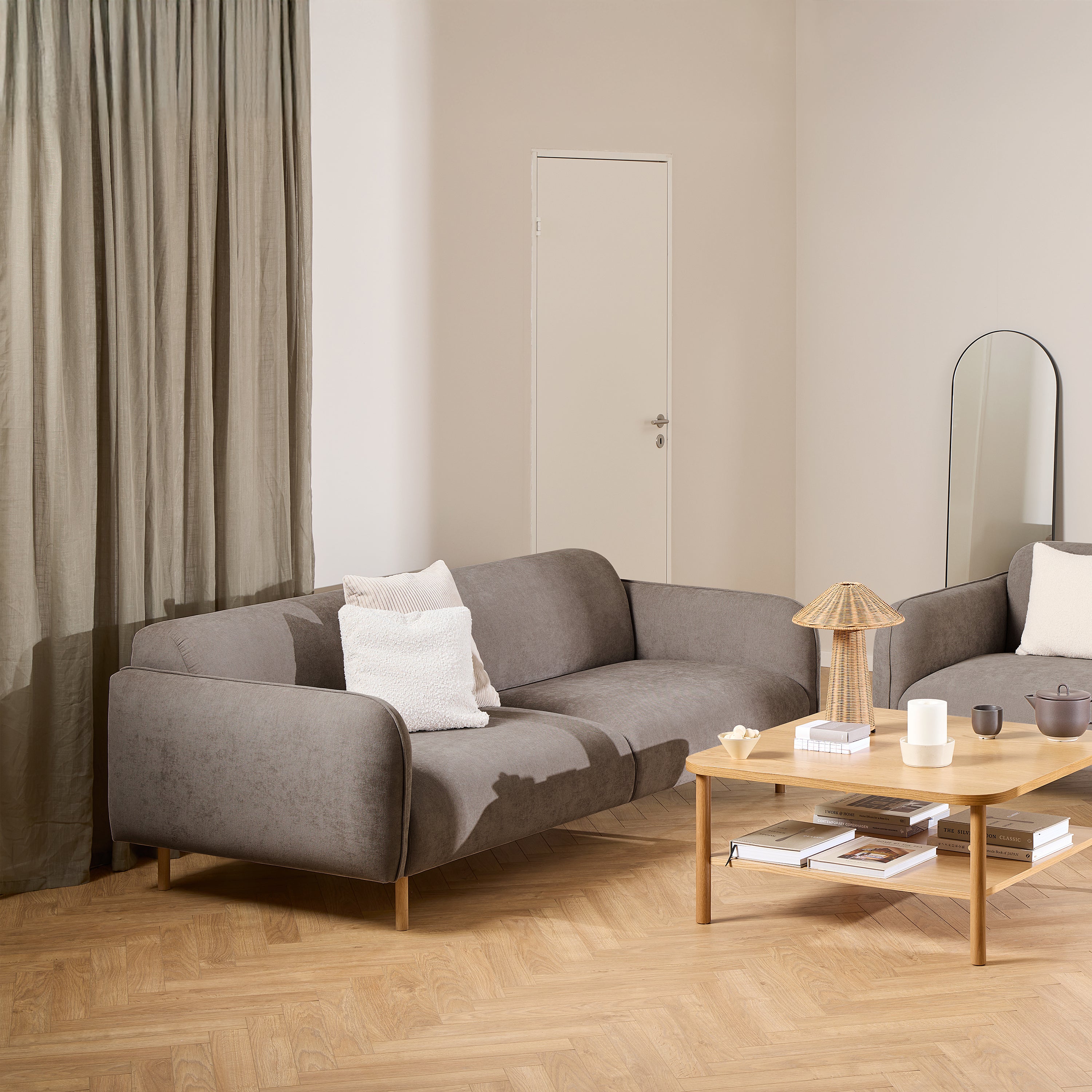 Westham Set of 2 x 3 Seater Sofas in Fay Dusty Brown Fabric