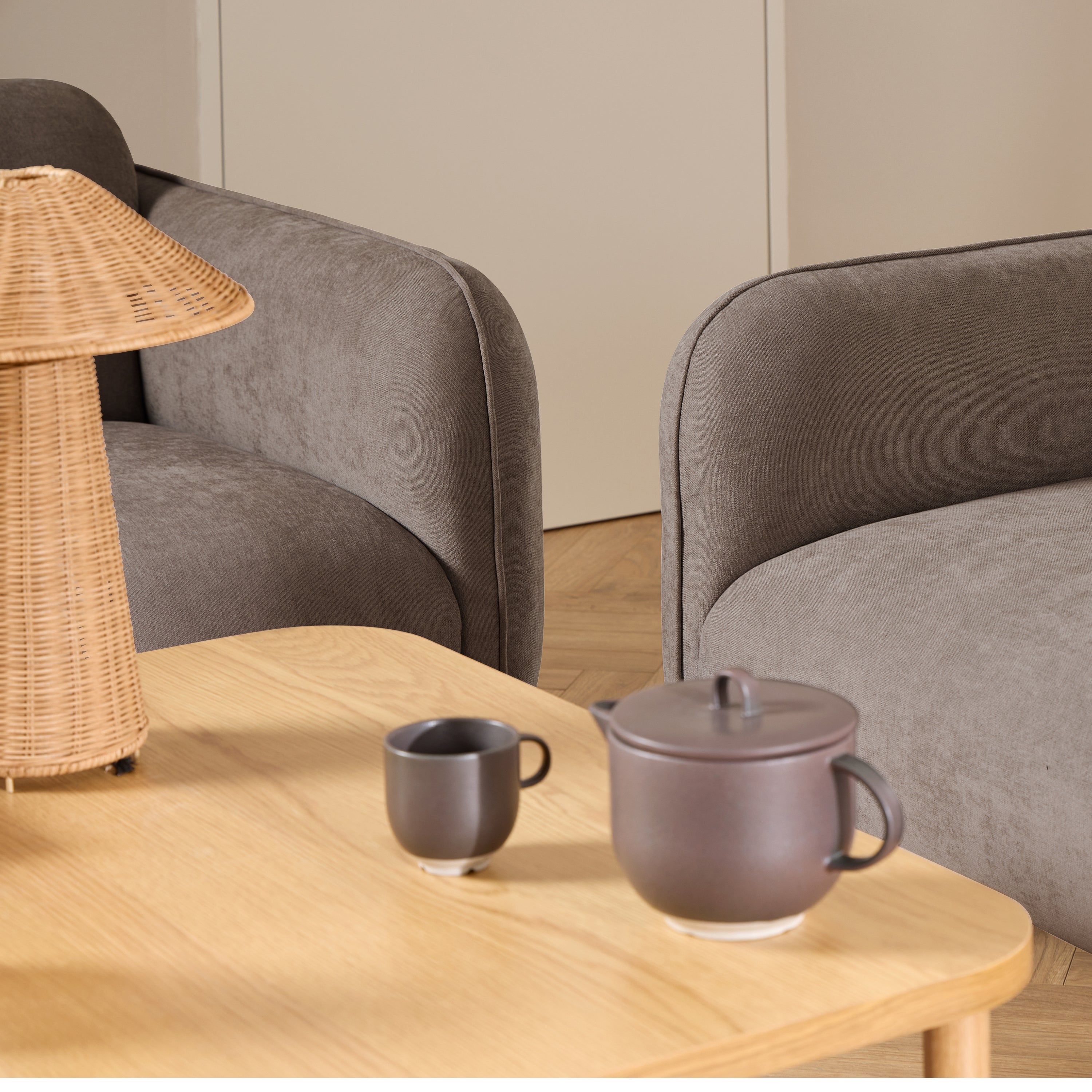 Westham Set of 2 x 3 Seater Sofas in Fay Dusty Brown Fabric