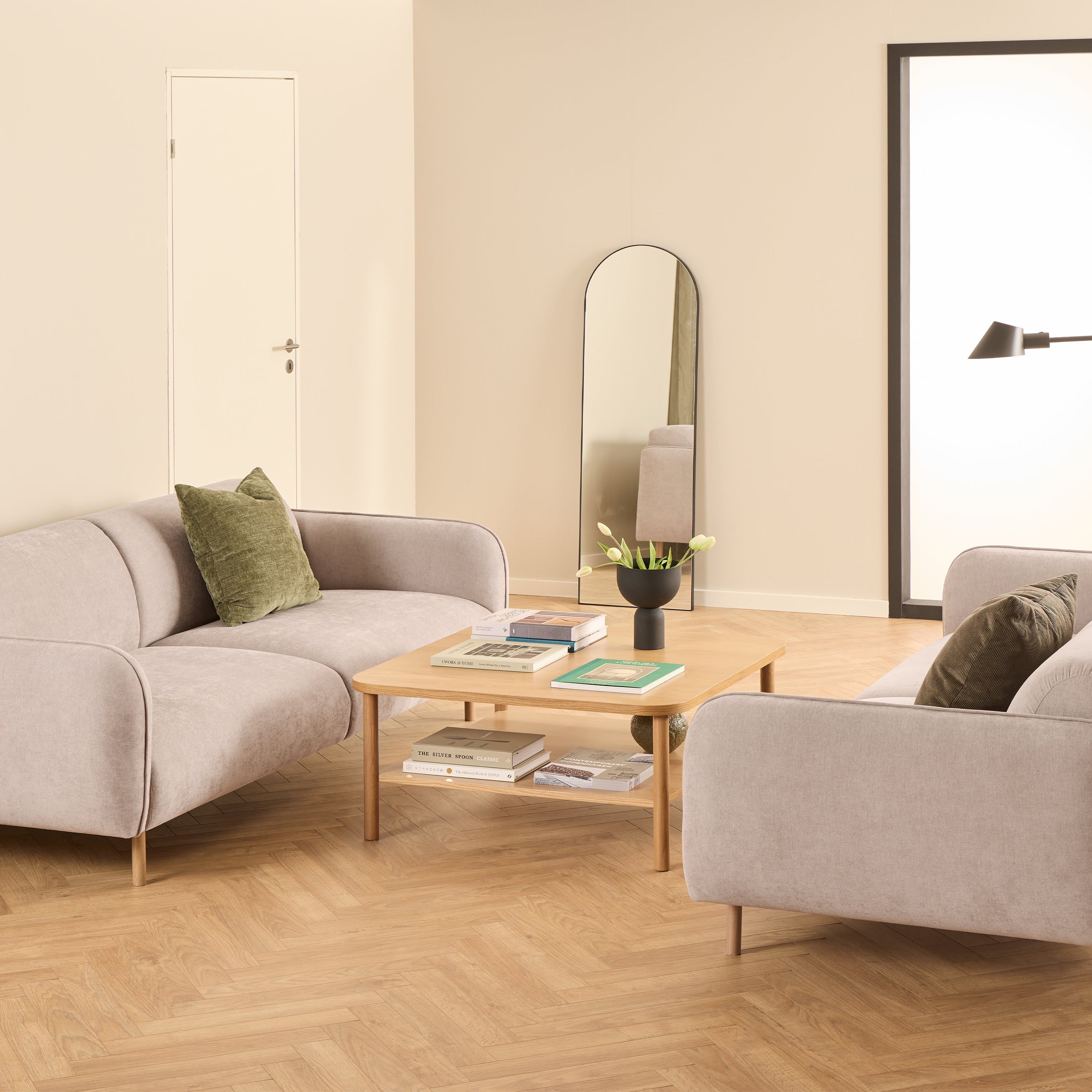 Westham Set of 2 x 3 Seater Sofas in Fay Beige Fabric