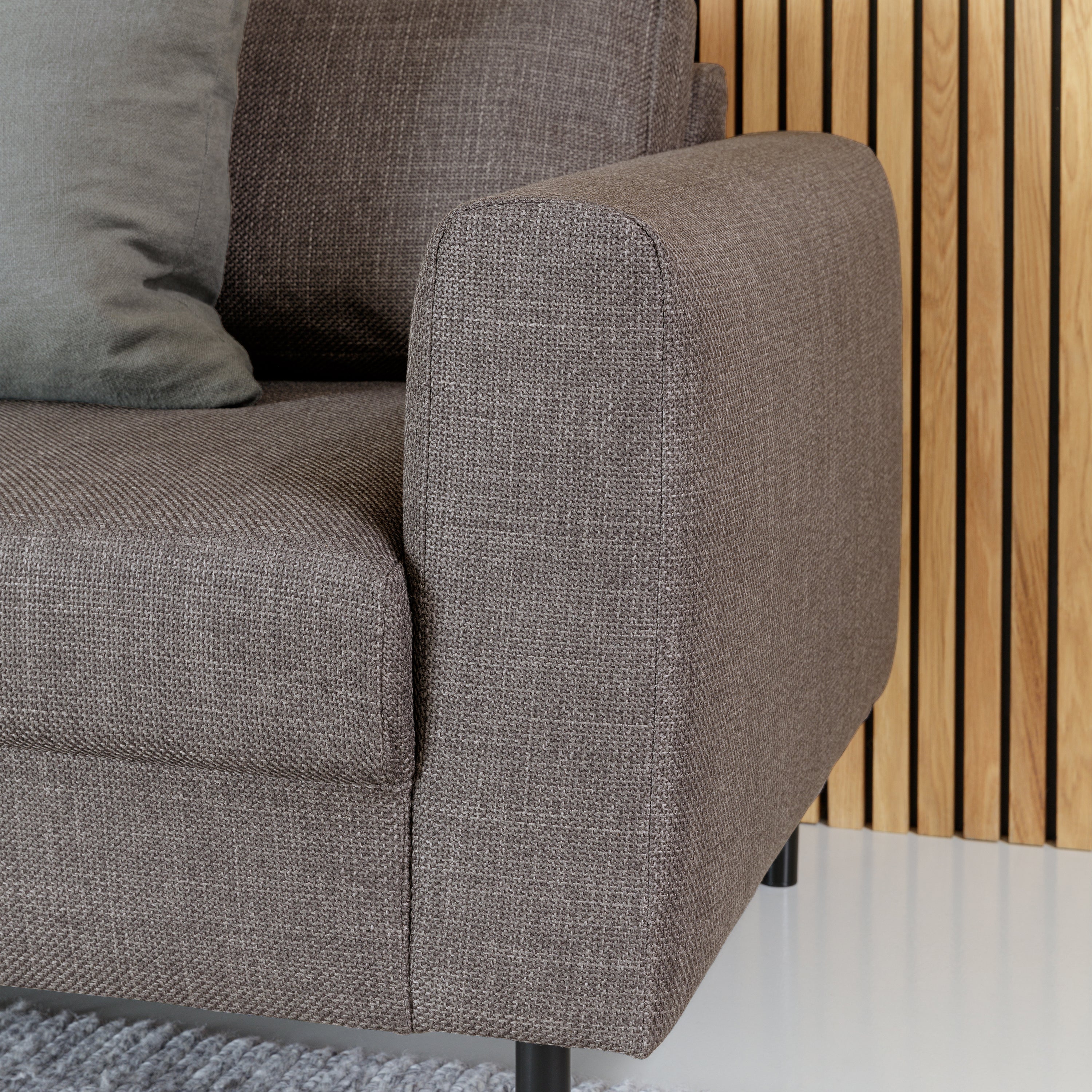 Omaha Set of 2 x 3 Seater Sofas in Basel Light Grey Brown Fabric