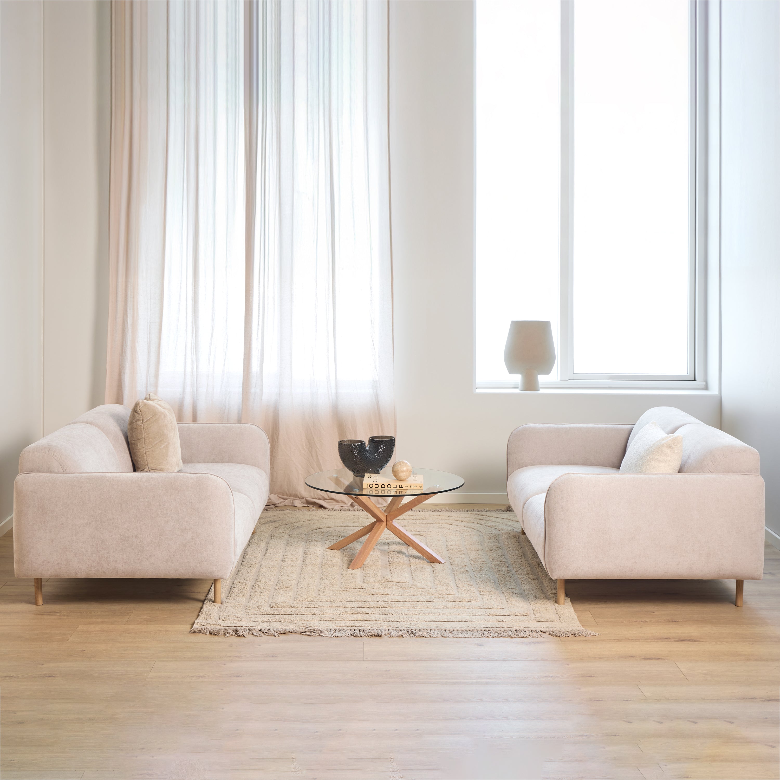 Westham Set of 2 x 2.5 Seater Sofas in Fay Beige Fabric