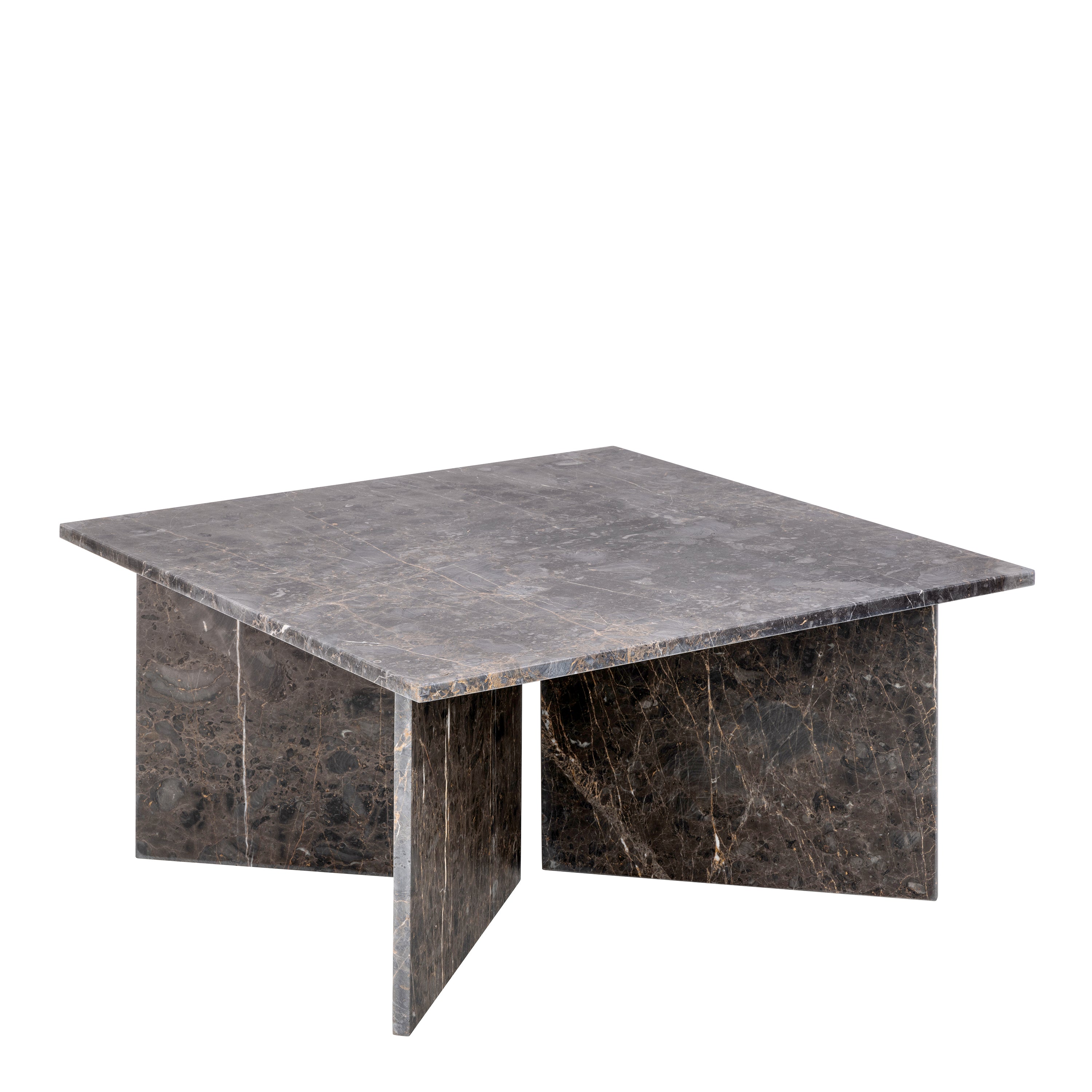 Vega Square Coffee Table with Marron Marble Top 90cm