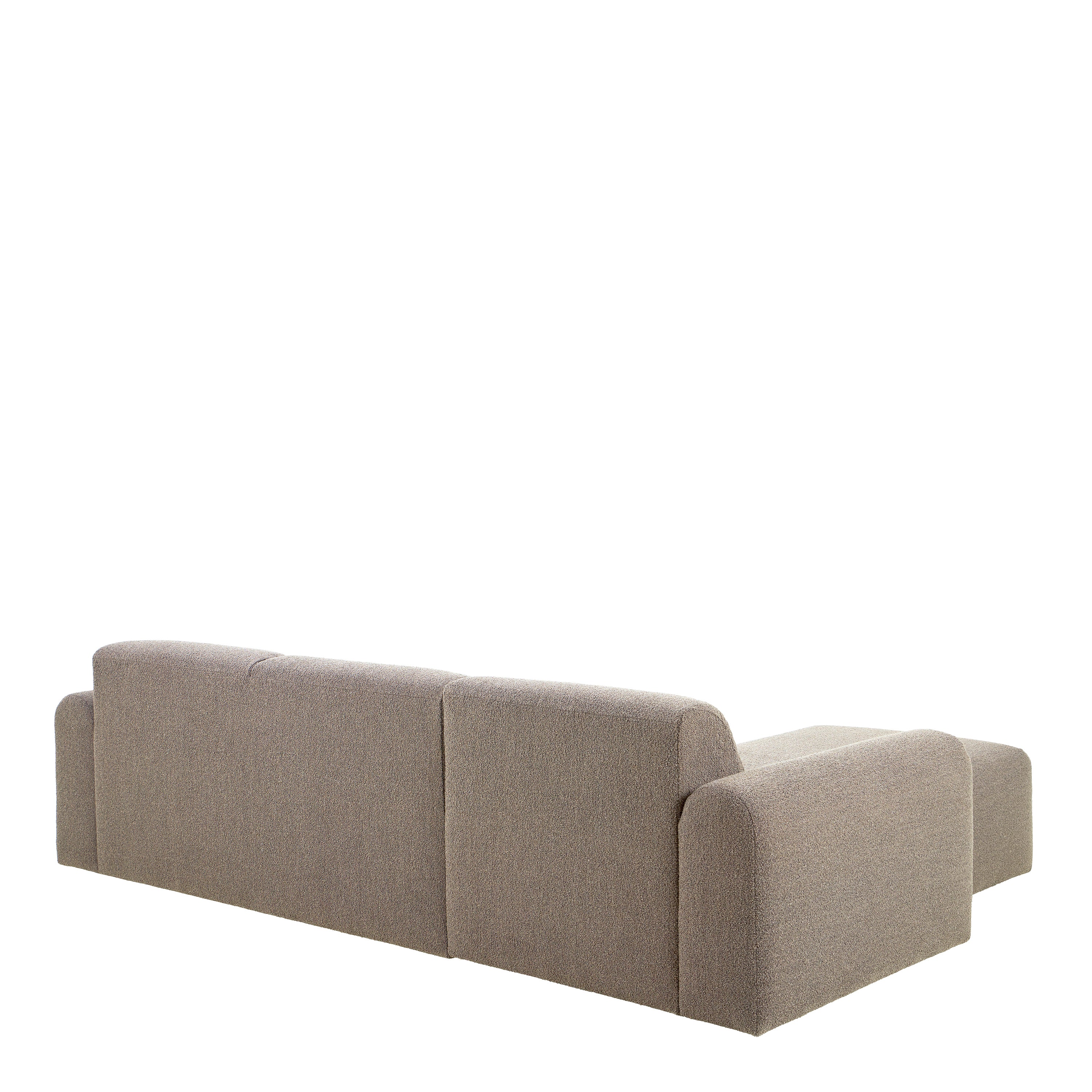 Midfield Left Hand Facing 2 Seater Chaise Longue in Boucle Beige Fabric