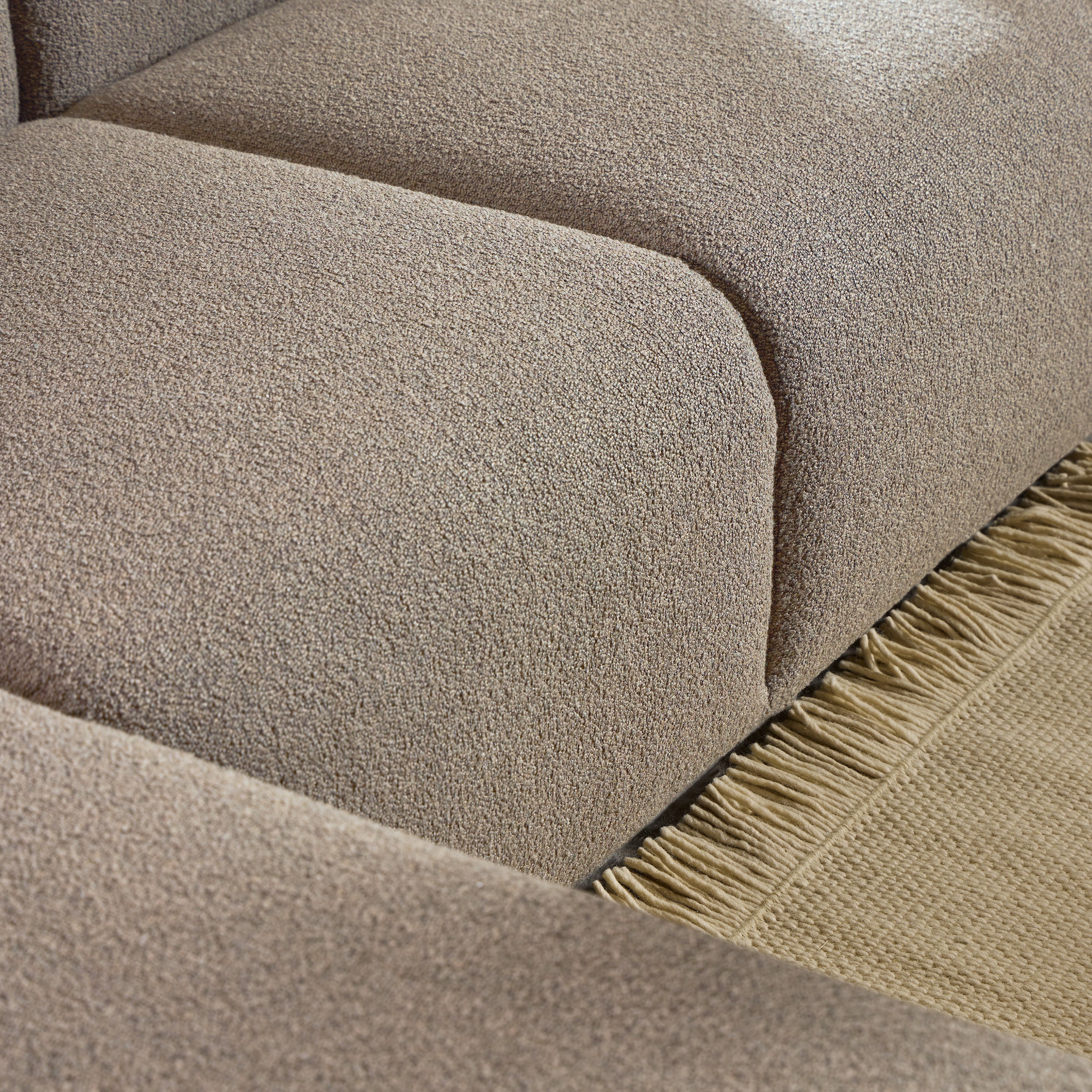 Midfield Left Hand Facing 2 Seater Chaise Longue in Boucle Beige Fabric